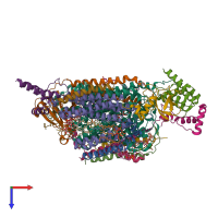 PDB entry 6jy3 coloured by chain, top view.