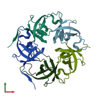 PDB entry 6jy5 coloured by chain, front view.