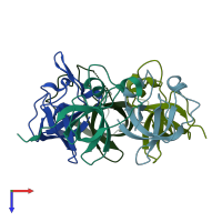 PDB entry 6jy5 coloured by chain, top view.