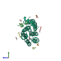 PDB entry 6jy9 coloured by chain, side view.