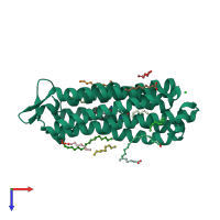 PDB entry 6jy9 coloured by chain, top view.