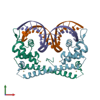 PDB entry 6jyw coloured by chain, front view.