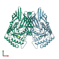 PDB entry 6jz8 coloured by chain, front view.