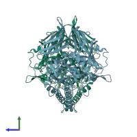 PDB entry 6jz8 coloured by chain, side view.