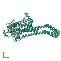 PDB entry 6jzh coloured by chain, front view.