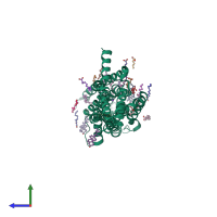 PDB entry 6jzh coloured by chain, side view.