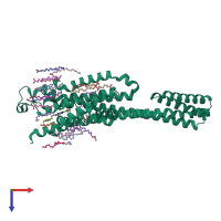 PDB entry 6jzh coloured by chain, top view.