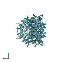PDB entry 6jzl coloured by chain, side view.