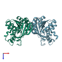 PDB entry 6jzl coloured by chain, top view.