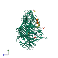 PDB entry 6k0s coloured by chain, side view.