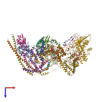 PDB entry 6k15 coloured by chain, top view.