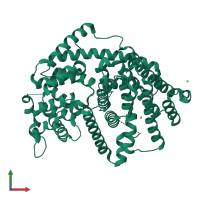 PDB entry 6k16 coloured by chain, front view.