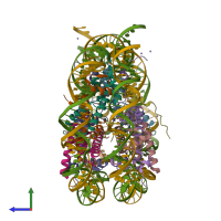 PDB entry 6k1i coloured by chain, side view.
