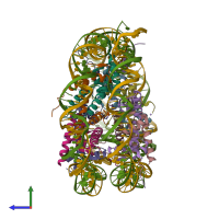 PDB entry 6k1k coloured by chain, side view.