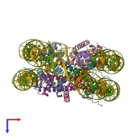 PDB entry 6k1k coloured by chain, top view.