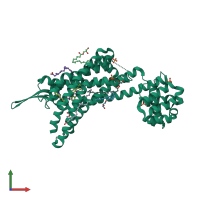 PDB entry 6k1q coloured by chain, front view.
