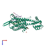 PDB entry 6k1q coloured by chain, top view.