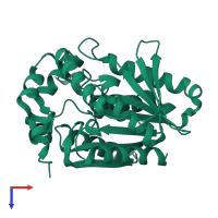 PDB entry 6k1t coloured by chain, top view.