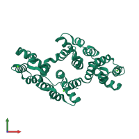 PDB entry 6k22 coloured by chain, front view.