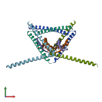 PDB entry 6k2j coloured by chain, front view.