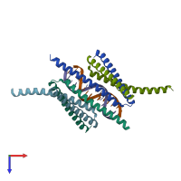 PDB entry 6k2j coloured by chain, top view.