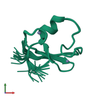 PDB entry 6k2k coloured by chain, ensemble of 20 models, front view.