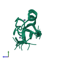 PDB entry 6k2k coloured by chain, ensemble of 20 models, side view.