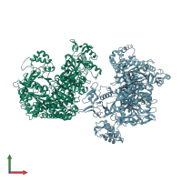 PDB entry 6k31 coloured by chain, front view.