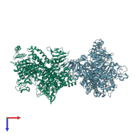 PDB entry 6k31 coloured by chain, top view.