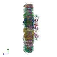 PDB entry 6k33 coloured by chain, side view.