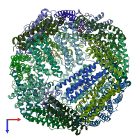 PDB entry 6k3o coloured by chain, top view.
