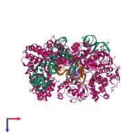 PDB entry 6k4p coloured by chain, top view.