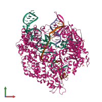 PDB entry 6k4q coloured by chain, front view.