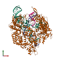 PDB entry 6k57 coloured by chain, front view.