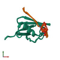 PDB entry 6k5r coloured by chain, ensemble of 20 models, front view.