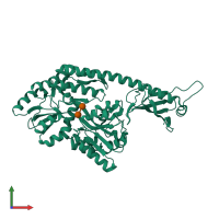 PDB entry 6k7f coloured by chain, front view.