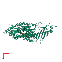 PDB entry 6k7f coloured by chain, top view.