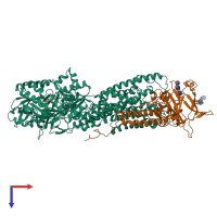 PDB entry 6k7k coloured by chain, top view.