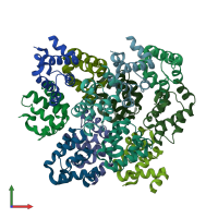 PDB entry 6k7v coloured by chain, front view.