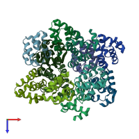 PDB entry 6k8j coloured by chain, top view.