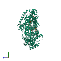 PDB entry 6k8o coloured by chain, side view.