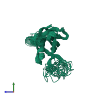 PDB entry 6k8q coloured by chain, ensemble of 20 models, side view.