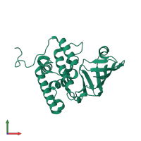 PDB entry 6k93 coloured by chain, front view.