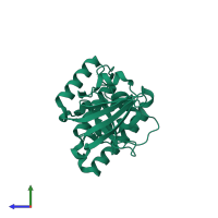 PDB entry 6k93 coloured by chain, side view.
