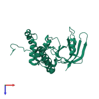 PDB entry 6k93 coloured by chain, top view.