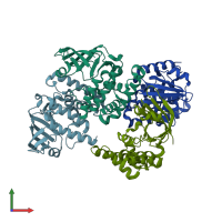 PDB entry 6k94 coloured by chain, front view.