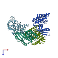 PDB entry 6k94 coloured by chain, top view.