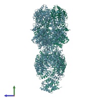 PDB entry 6k9l coloured by chain, side view.