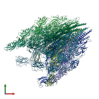 PDB entry 6k9q coloured by chain, front view.