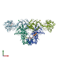 PDB entry 6kam coloured by chain, front view.